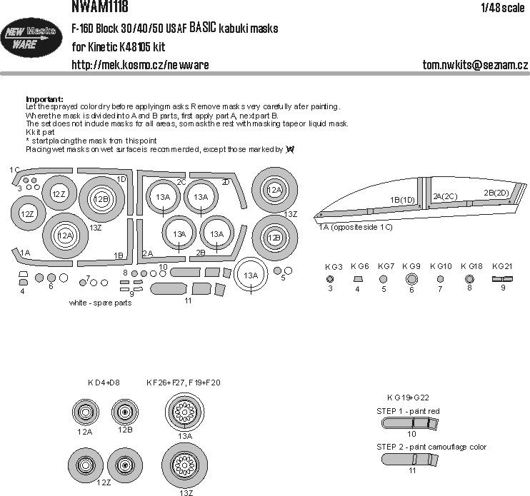 1:48 F-16D Block 30/40/50 BASIC kabuki mask