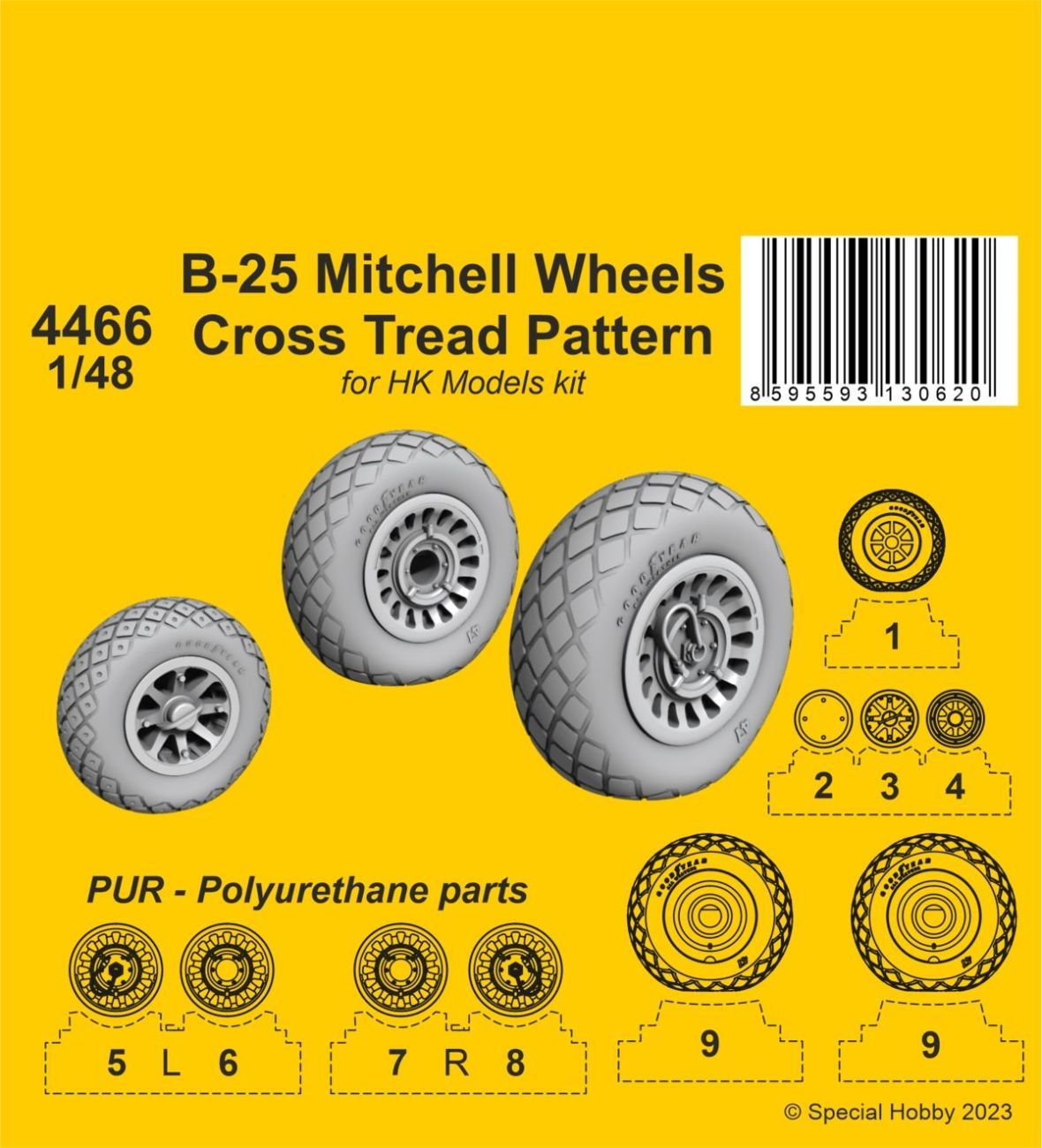 1:48 B-25 Mitchell Wheels/ Cross Tread Pattern 1/48 / for HK kit