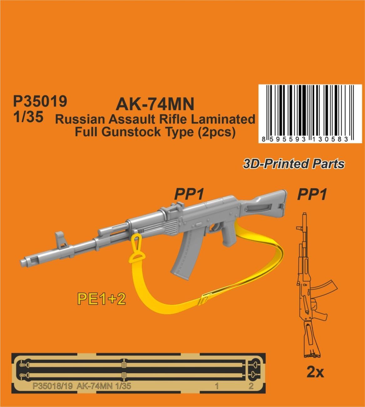 1:35 AK-74MN Soviet/Russian Assault Rifle / Laminated Full Gunstock Type 1/35 (2 pcs.)