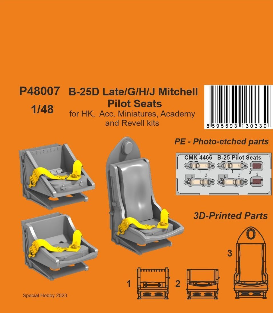 1:48 B-25D Late/G/H/J Mitchell Pilot Seats / for HK, Acc. Miniatures, Academy and Revell kits