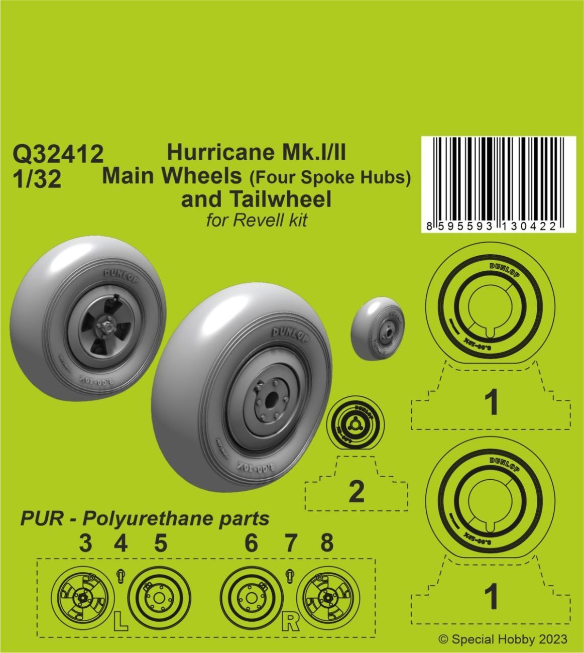 1:32Hurricane Mk.I/II Main Wheels (Four Spoke Hubs) and Tailwheel