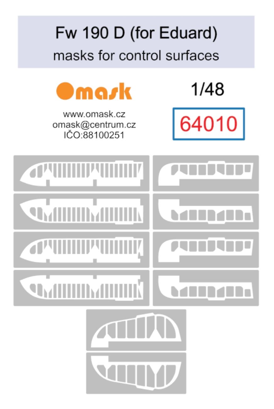1:48 Bf Fw 190 D masks for control surfaces (for Eduard)
