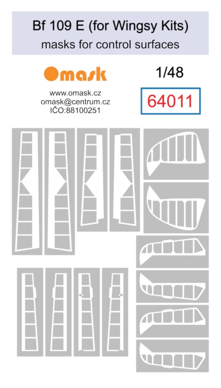 1:48 Bf Bf 109 E masks for control surfaces (for Wingsy Kits)