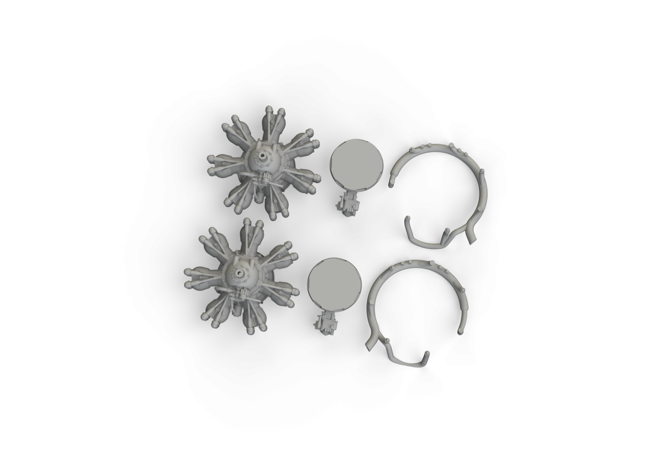 1:48 Anson Mk.I engines 3D-printed