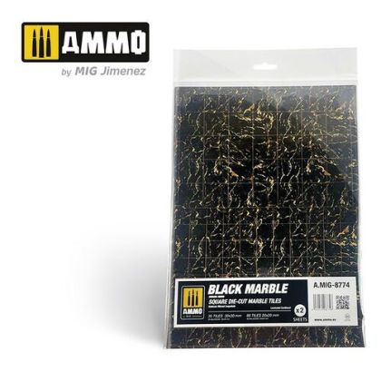 Black Marble - Square Die-Cut Tiles