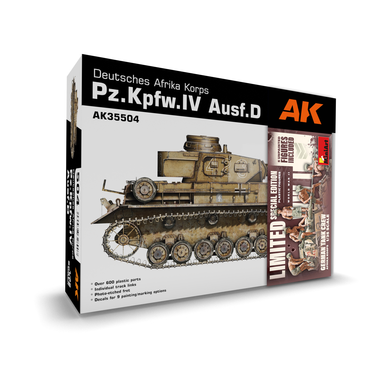1:35 PZ.KPFW.IV AUSF.D AFRIKA KORPS + 5 FIGURES GERMAN TANK CREW AFRIKA KORPS