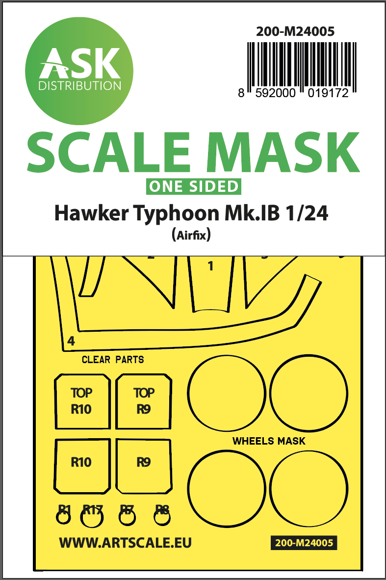 1:24 Hawker Typhoon Mk.IB one-sided express masks for Airfix