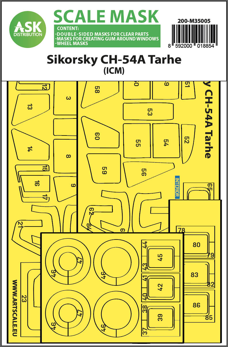 1:35 Sikorsky CH-54A Tarhe double-sided express fit mask for ICM