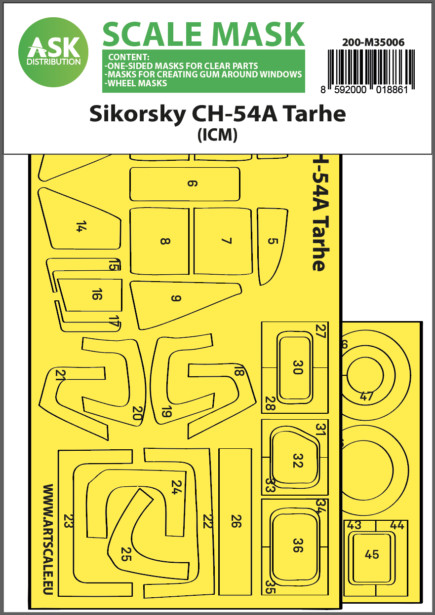 1:35 Sikorsky CH-54A Tarhe one-sided express fit mask for ICM