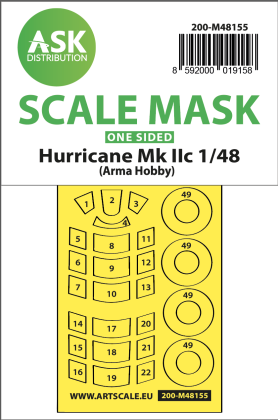 1:48 Hawker Hurricane Mk.II one-sided express mask for Arma Hobby