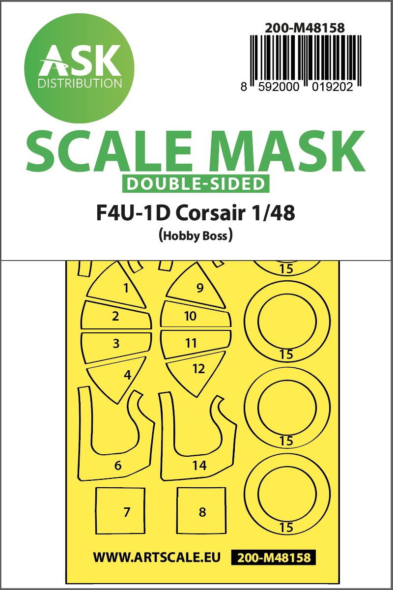 1:48 F4U-1D Corsair double-sided express mask for Hobby Boss
