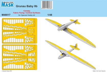 1:48 Grunau Baby IIB Mask Canopy, Fabric Flying / Control Surfaces