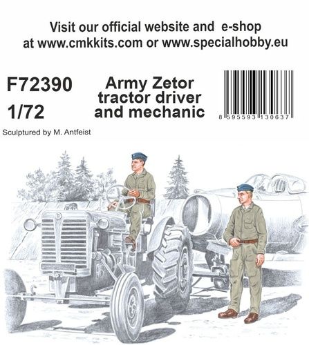 1:72 Army Zetor tractor driver and mechanic