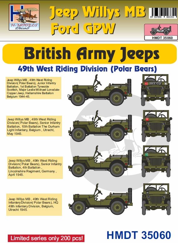 1:35 Jeep Willys MB Ford GPW - British Army Jeeps, 49th West Riging Division (Polar Bears)