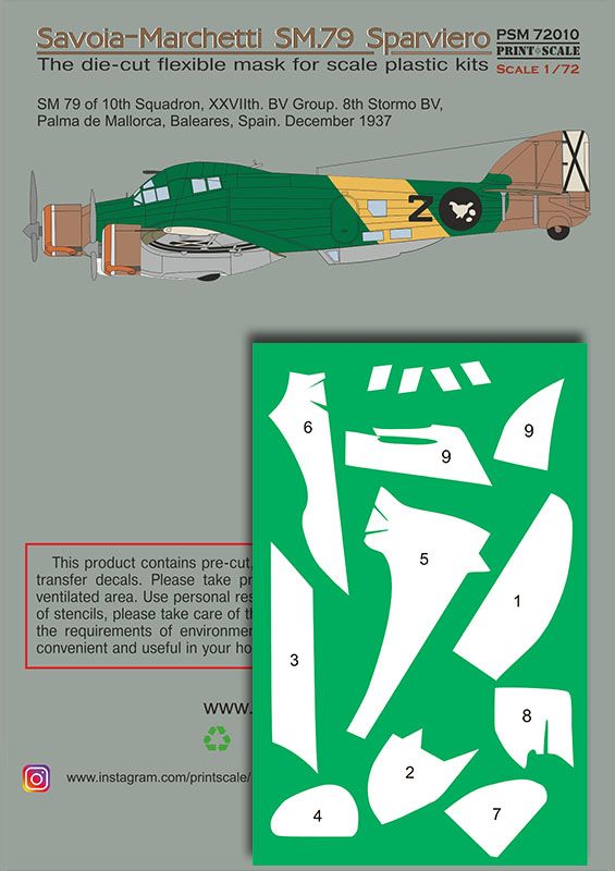 1:72 Savoia-Marchetti SM.79 mask + decals