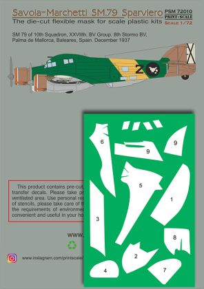 1:72 Savoia-Marchetti SM.79 mask + decals