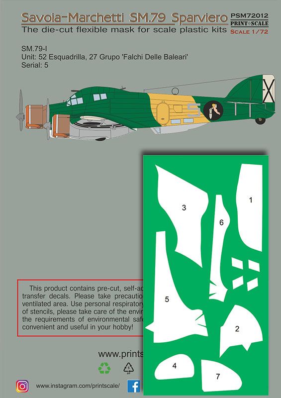 1:72 Savoia-Marchetti SM.79 mask + decals