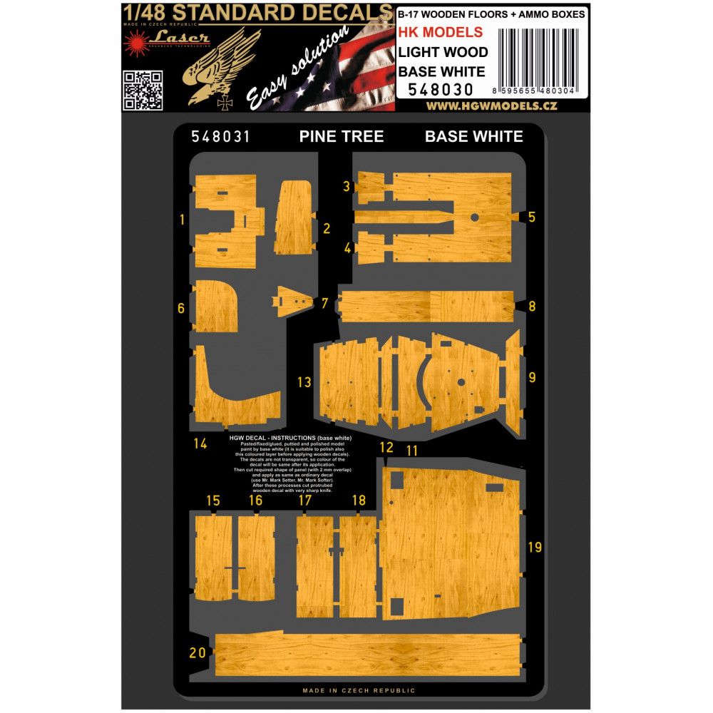 1:48 B-17 WOODEN FLOORS + AMMO BOXES - LIGHT WOOD - OBTISK