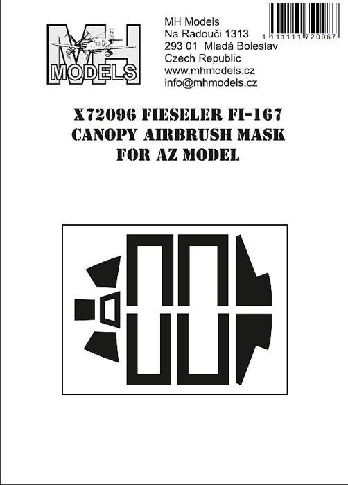 1:72 Fieseler Fi-167 canopy airbrush mask /AZM