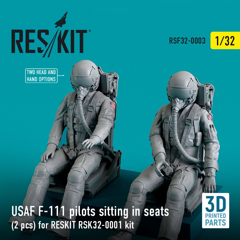 1:32 USAF F-111 pilots sitting in seats (2 pcs) for RESKIT RSK32-0002 kit
