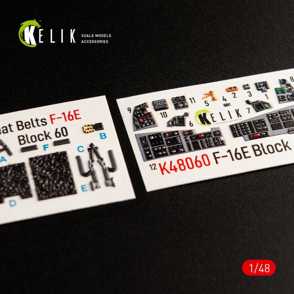 1:48 F-16E DESERT VIPERS BLOCK 60 INTERIOR 3D DECALS FOR KINETIC