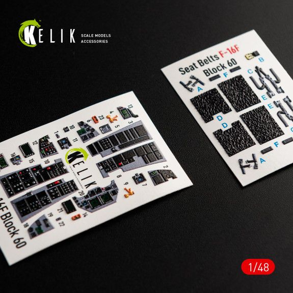 1:48 F-16F DESERT VIPERS BLOCK 60 INTERIOR 3D DECALS FOR KINETIC KIT