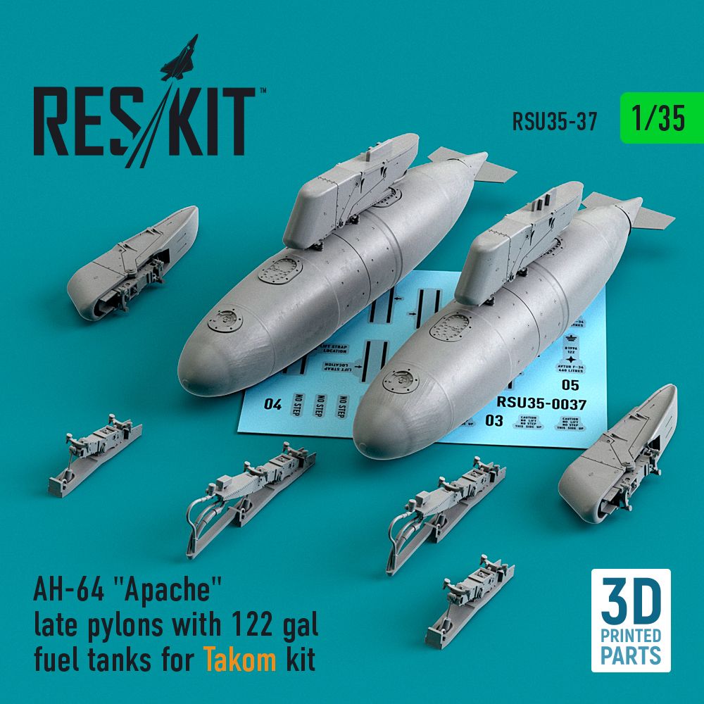 1:35 Boeing/Hughes AH-64 Apache late pylons with 122 gal fuel tanks