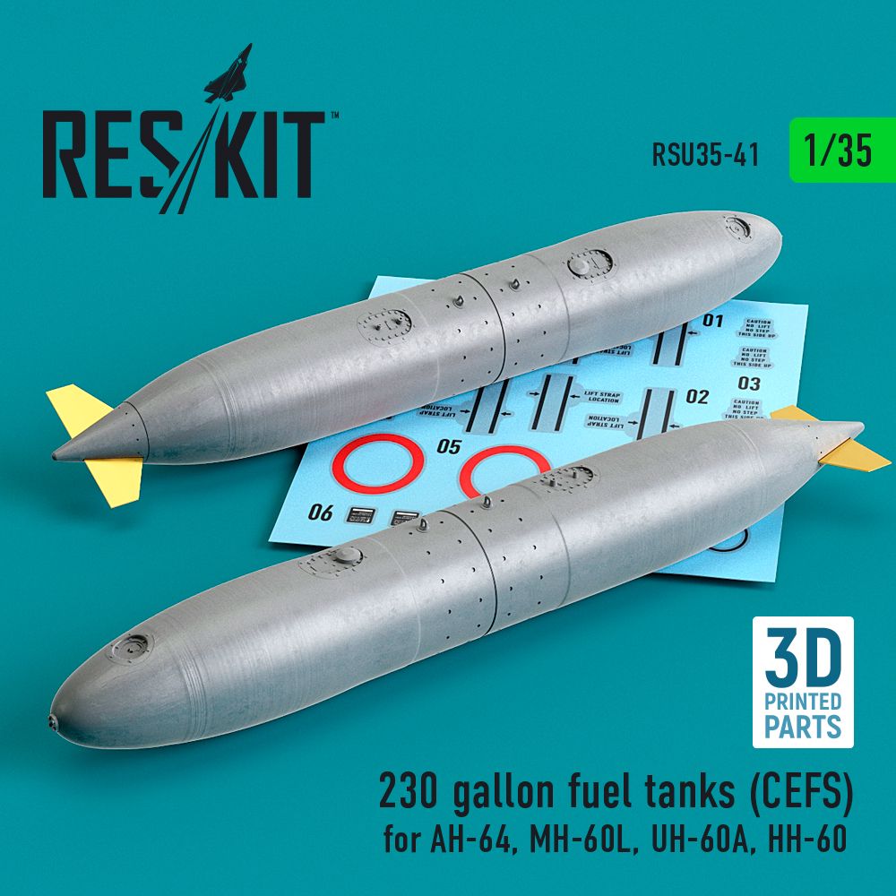 1:35 230 gallon fuel tanks (CEFS) for Boeing/Hughes AH-64, MH-60L, UH-60A, HH-60