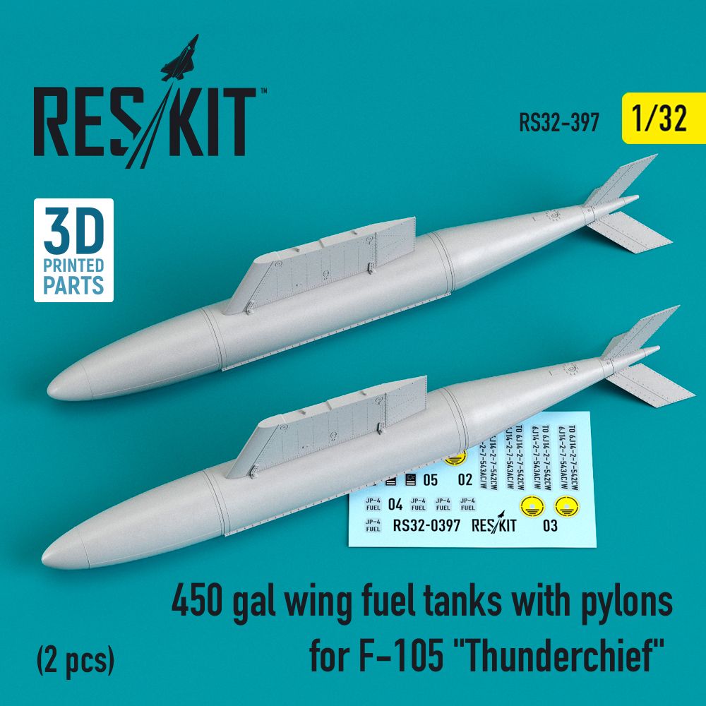 1:32 450 gal wing fuel tanks with pylons for Republic F-105 Thunderchief (2 pcs)