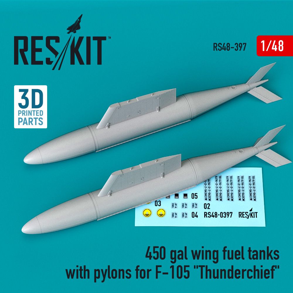 1:48 450 gal wing fuel tanks with pylons for Republic F-105 Thunderchief (2 pcs)