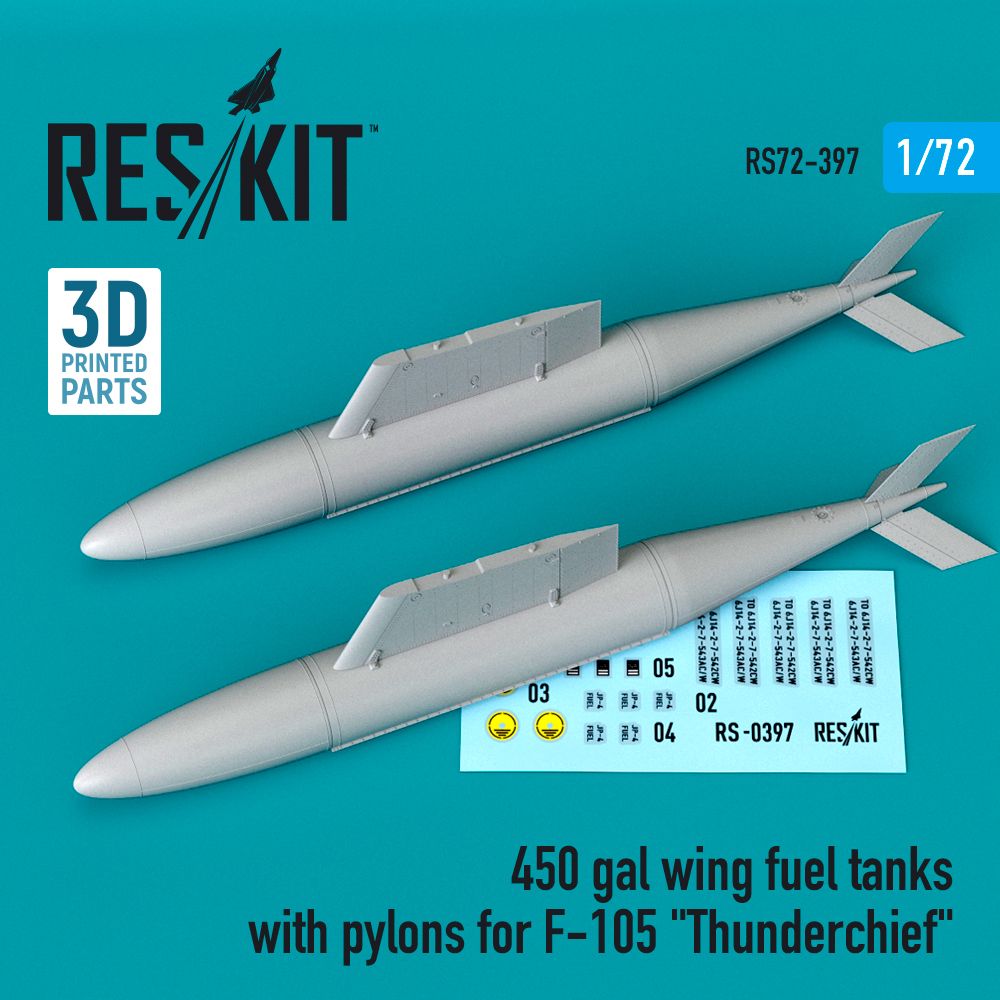 1:72 450 gal wing fuel tanks with pylons for Republic F-105 Thunderchief