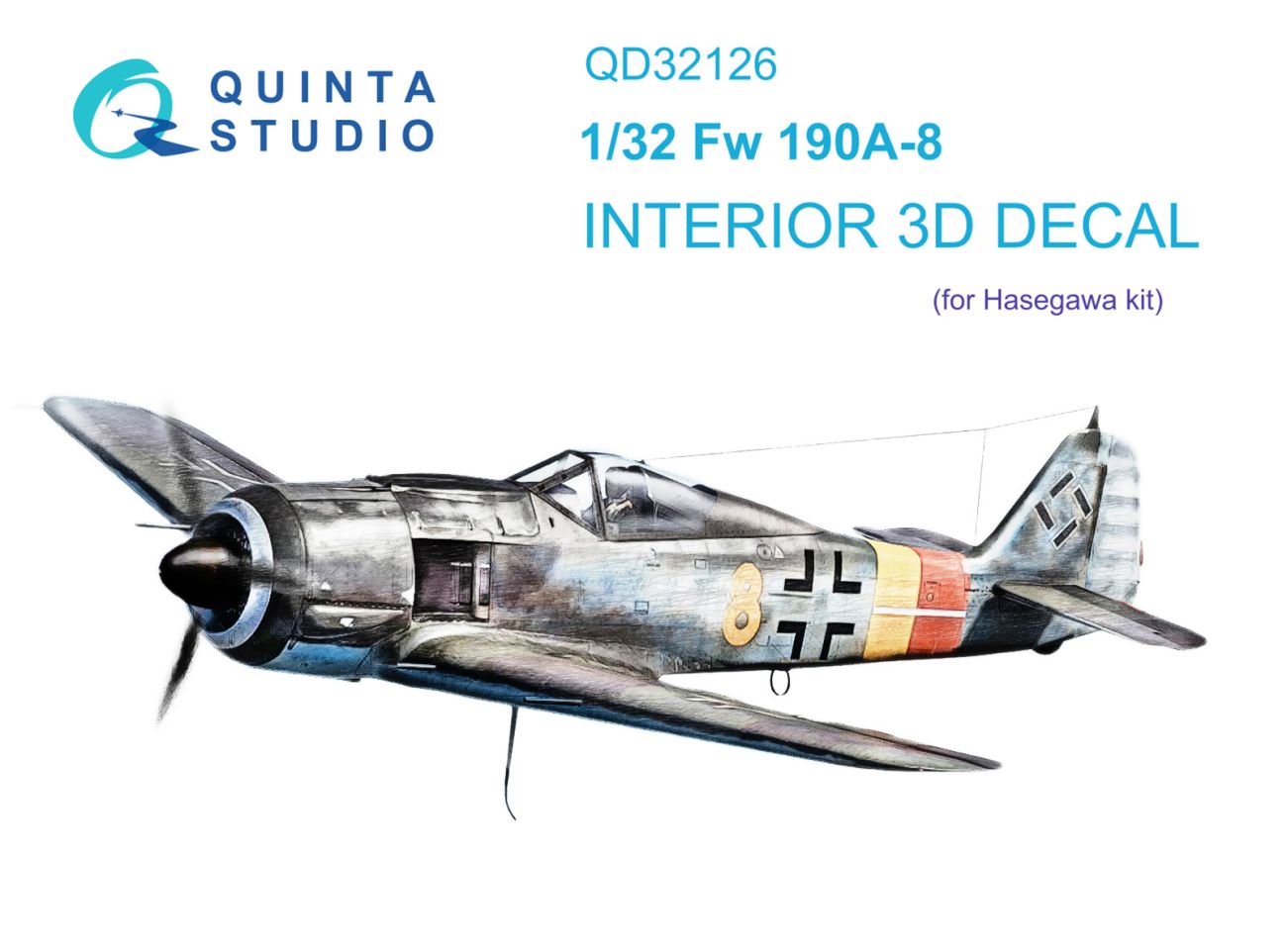 1:32 FW 190A-8 3D-Printed & coloured Interior on decal paper (Hasegawa)