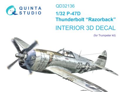 1:32 P-47D Razorback 3D-Printed & coloured Interior on decal paper (Trumpeter)