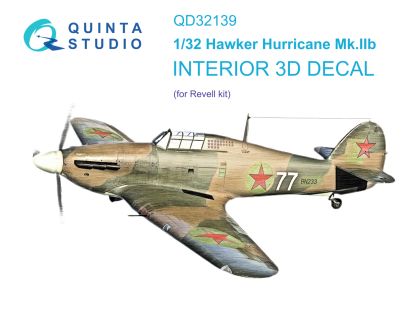 1:32 Hawker Hurricane Mk.IIb 3D-Printed & coloured Interior on decal paper (Revell)
