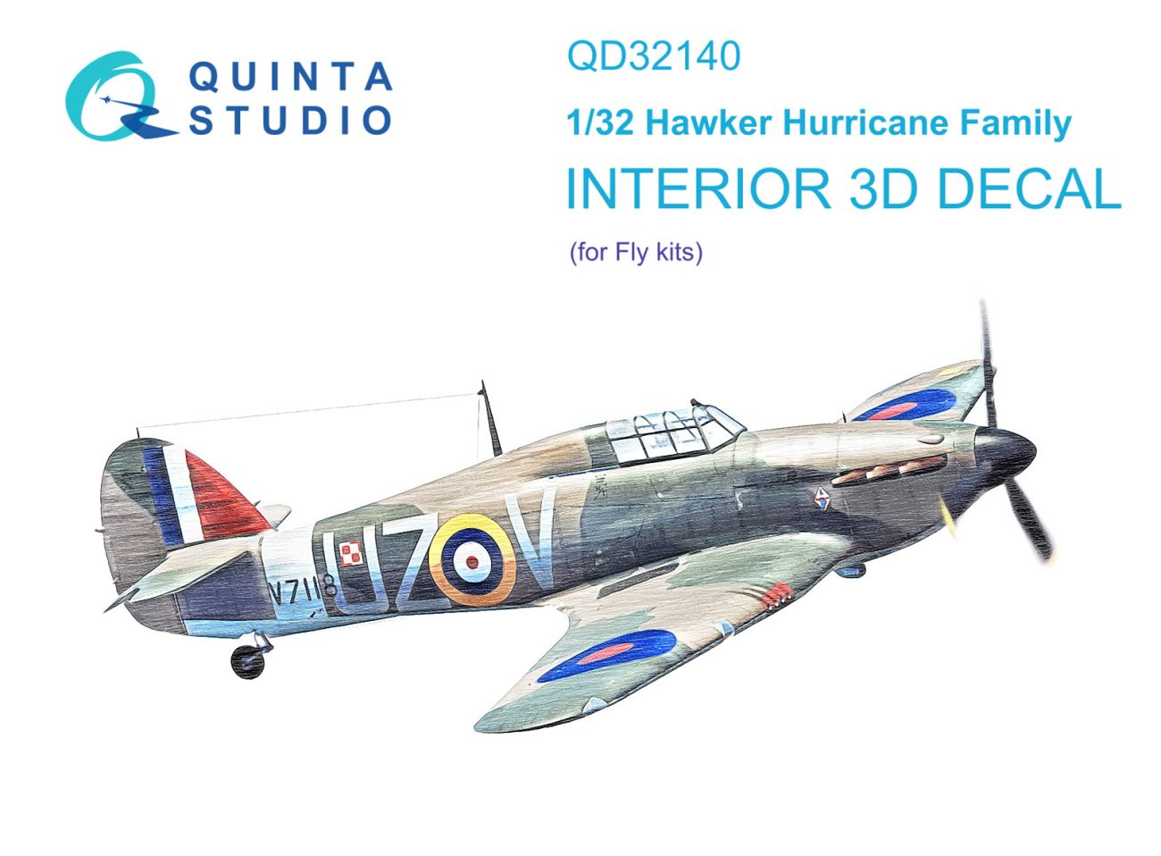 1:32 Hawker Hurricane Family 3D-Printed & coloured Interior on decal paper (Fly)