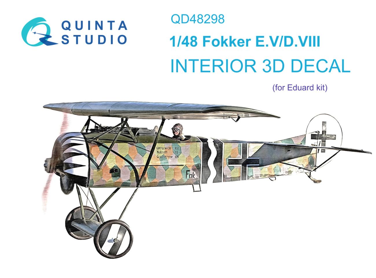 1:48 Fokker EV-DVIII 3D-Printed & coloured Interior on decal paper (Eduard)