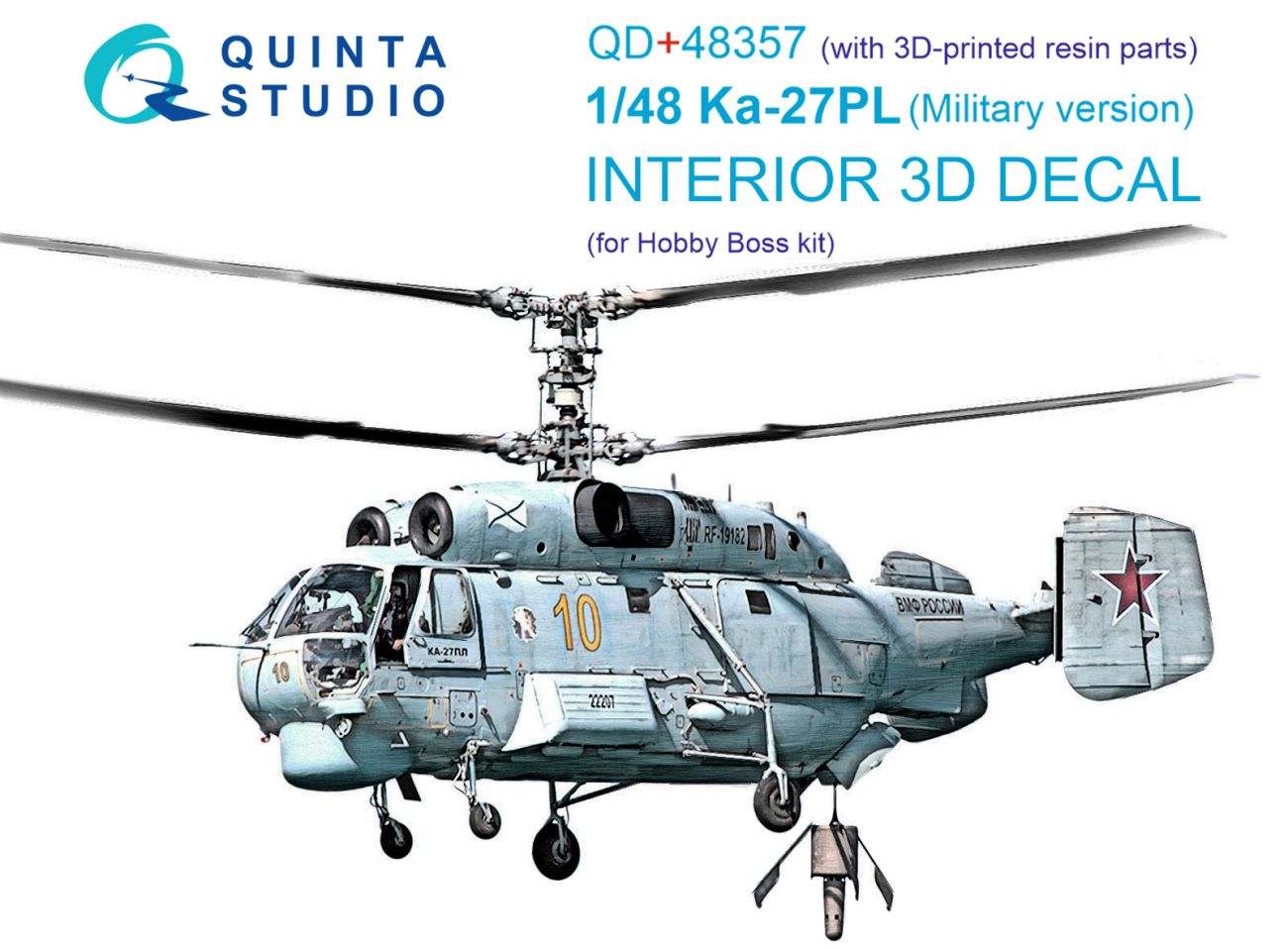 1:48 Ka-27PL Military version 3D-Printed & coloured Interior on decal paper (Hobby Boss) (with 3D-printed resin parts)