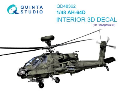 1:48 AH-64D 3D-Printed & coloured Interior on decal paper (Hasegawa)