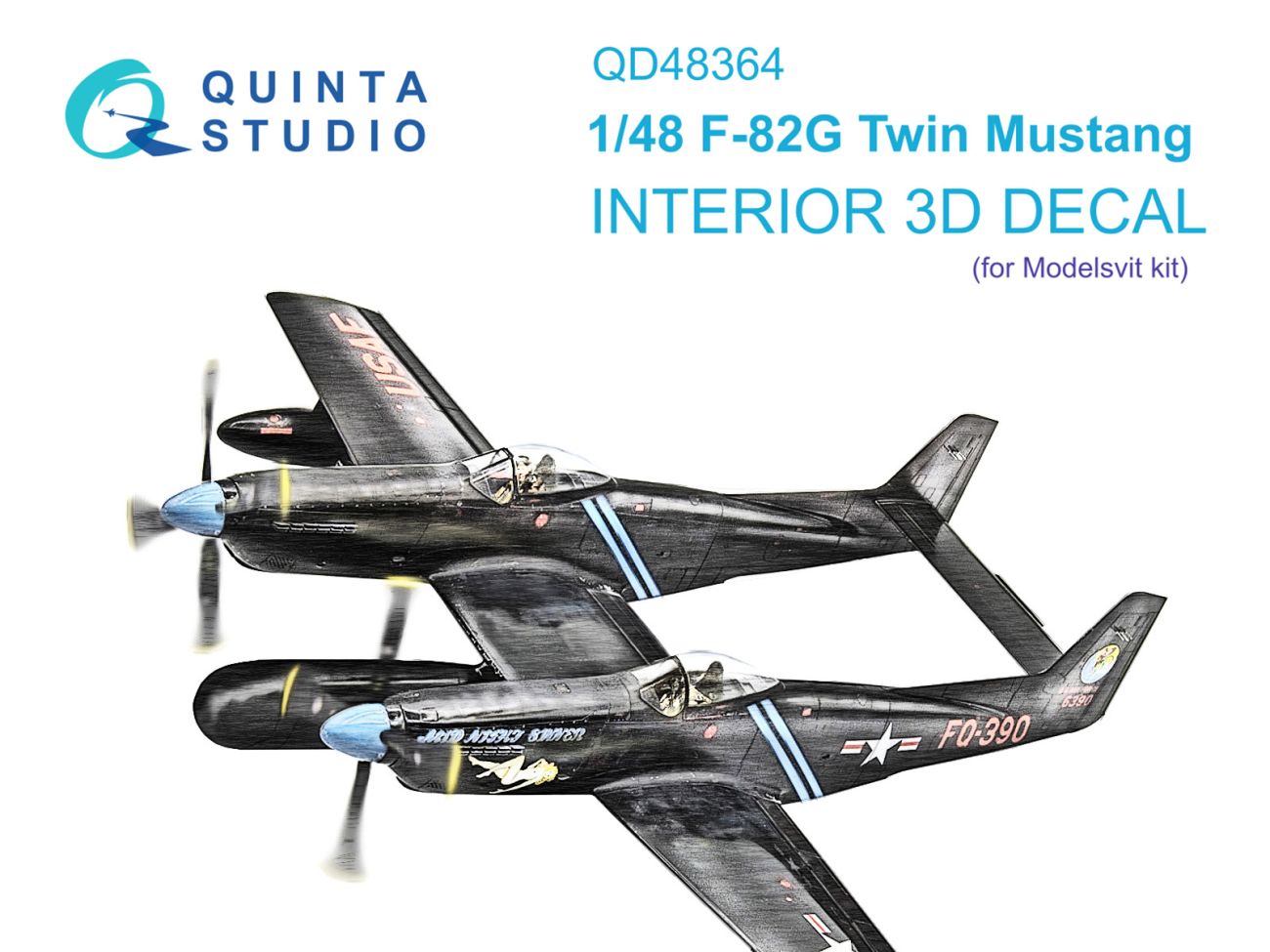 1:48 F-82G Twin Mustang 3D-Printed & coloured Interior on decal paper (Modelsvit)