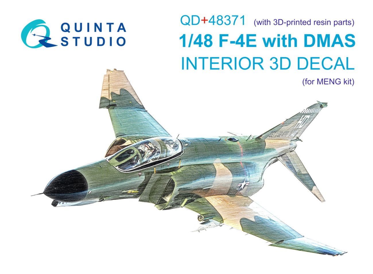 1:48 F-4E with DMAS 3D-Printed & coloured Interior on decal paper (Meng) (with 3D-printed resin parts)