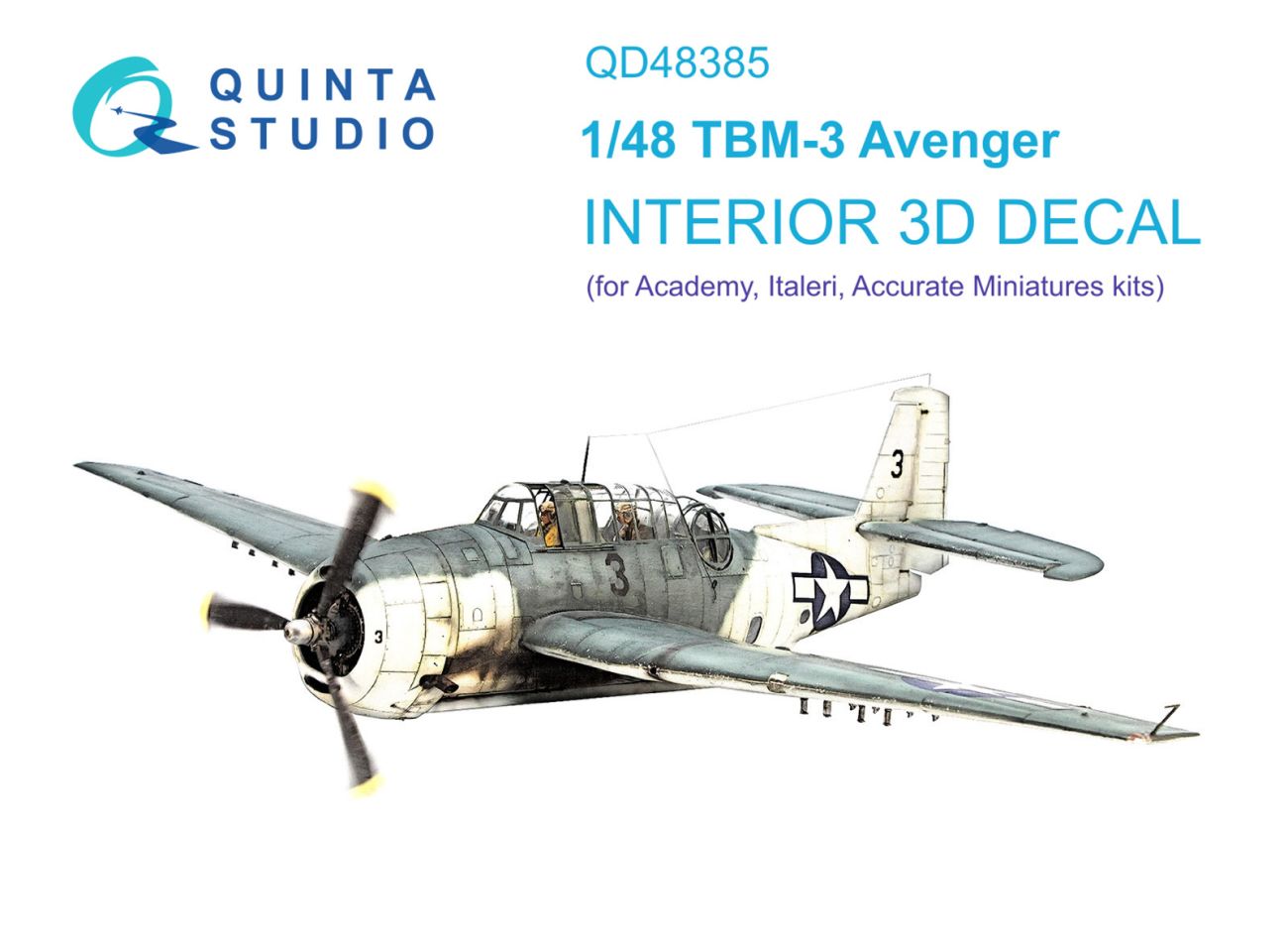 1:48 TBM-3 Avenger 3D-Printed & coloured Interior on decal paper (Accurate miniatures/Academy)