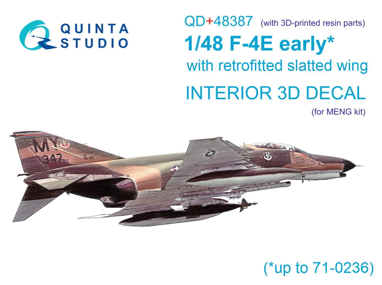 1:48 F-4E early with slatted wing 3D-Printed & coloured Interior on decal paper (Meng) (with 3D-printed resin parts)