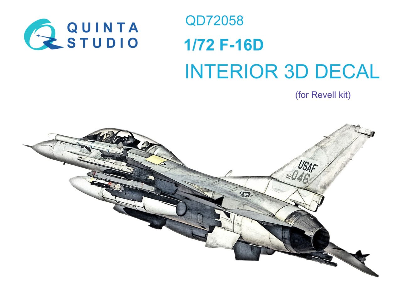 1:72 F-16D 3D-Printed & coloured Interior on decal paper (Revell)