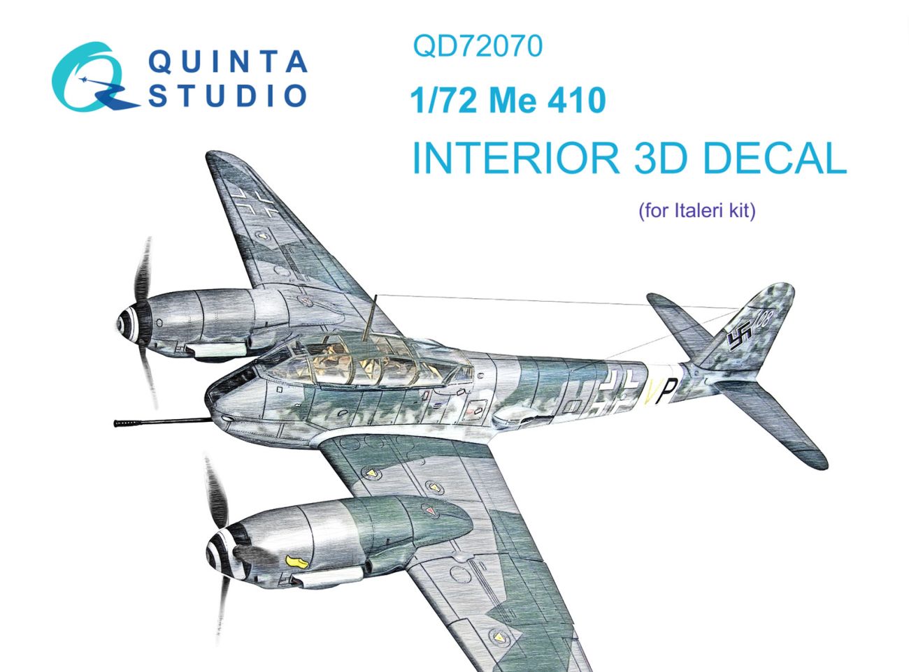 1:72 Me 410 3D-Printed & coloured Interior on decal paper (Italeri)