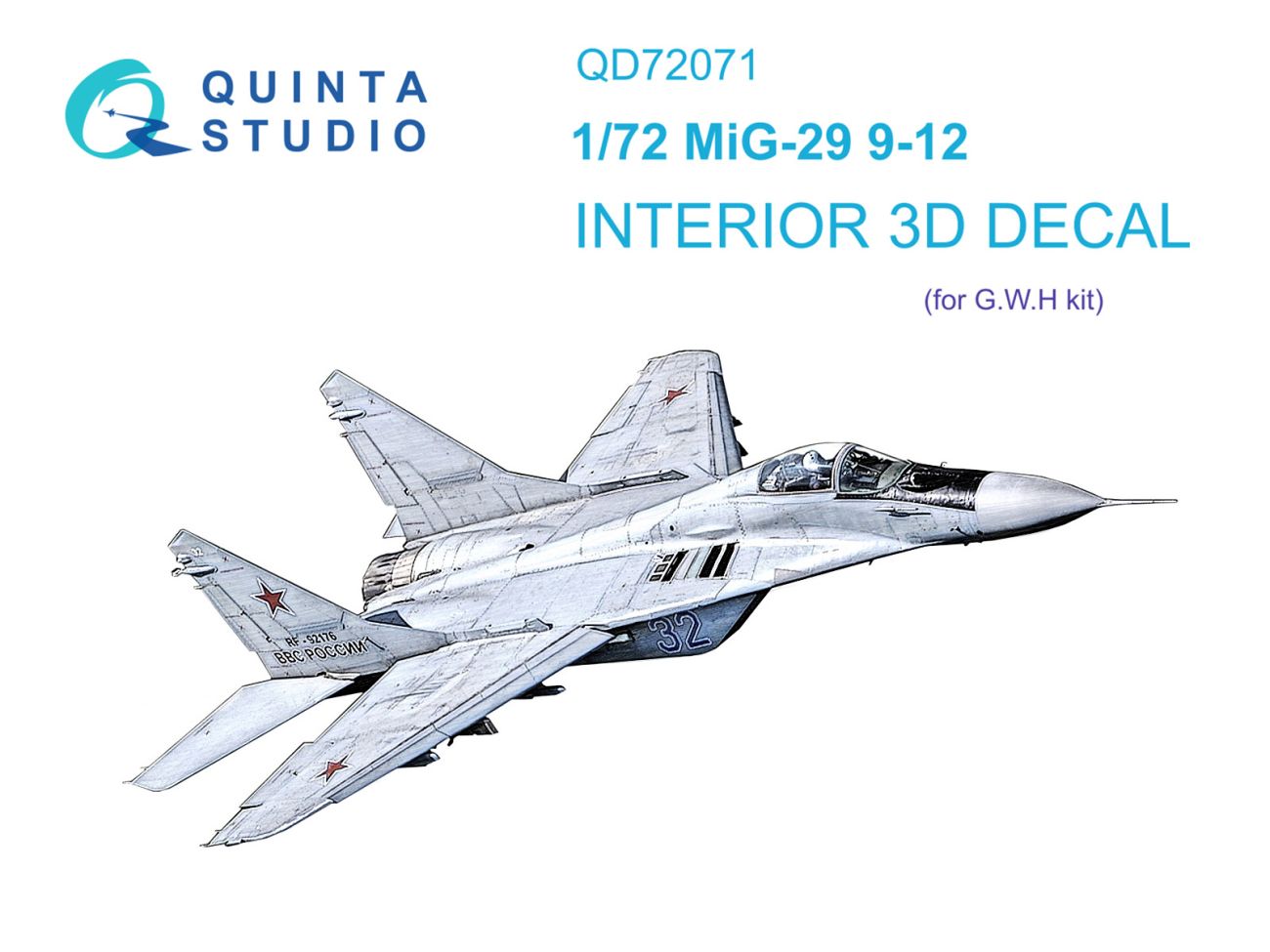 1:72 MiG-29 9-12 3D-Printed & coloured Interior on decal paper (GWH)