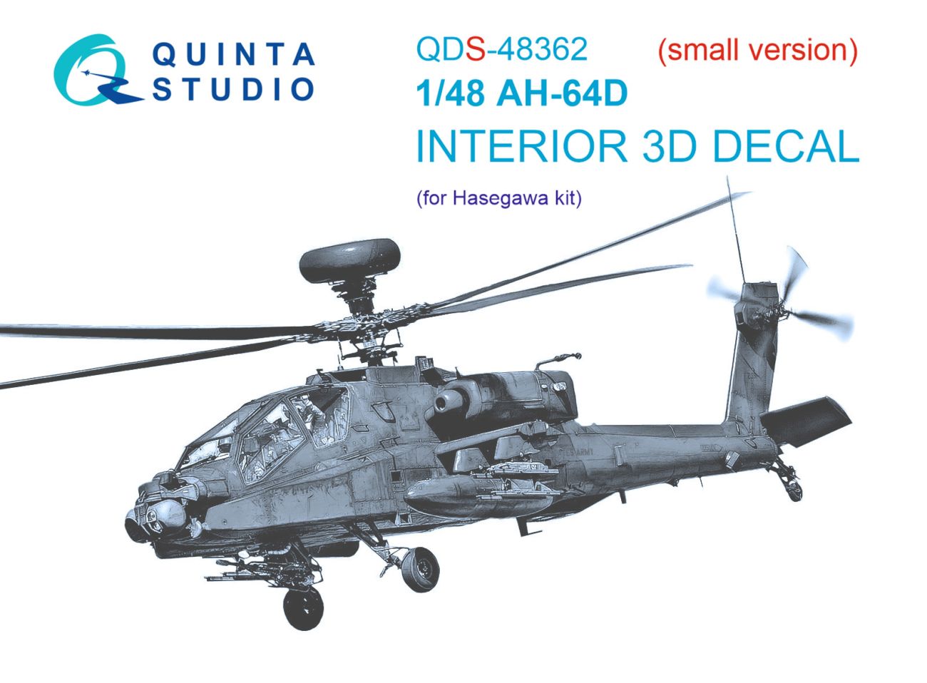 1:48 AH-64D 3D-Printed & coloured Interior on decal paper (Hasegawa) (Small version)