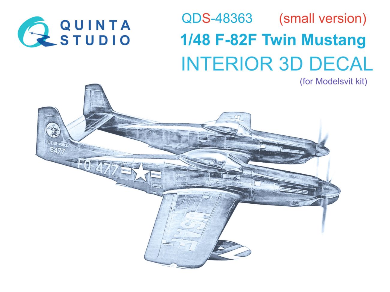 1:48 F-82F Twin Mustang 3D-Printed & coloured Interior on decal paper (Modelsvit) (Small version)