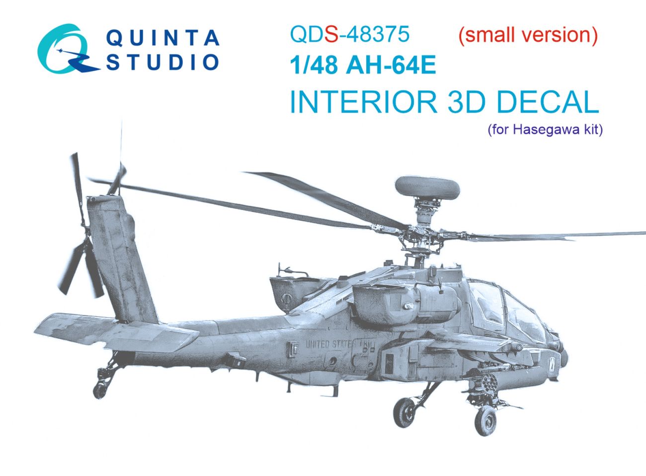 1:48 AH-64E 3D-Printed & coloured Interior on decal paper (Hasegawa) (Small version)