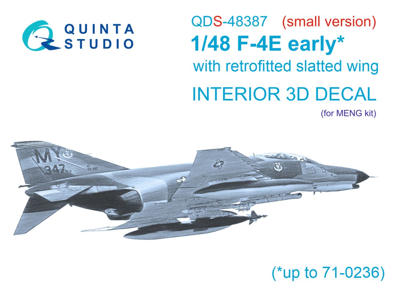 1:48 F-4E early with slatted wing 3D-Printed & coloured Interior on decal paper (Meng) (Small version)