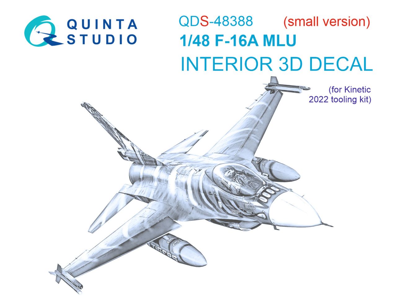 1:48 F-16A MLU 3D-Printed & coloured Interior on decal paper (Kinetic) (Small version)